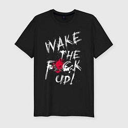 Футболка slim-fit WAKE THE F*CK UP! CYBERPUNK КИБЕРПАНК, цвет: черный