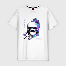 Мужская slim-футболка 3д череп с неоновым дымом