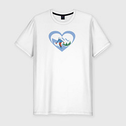 Мужская slim-футболка Сноубординг В Сердце!