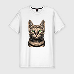Мужская slim-футболка Нарисованный бенгальский кот