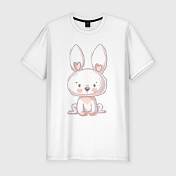 Мужская slim-футболка Милый белый зайчик