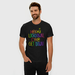 Футболка slim-fit Н Х*Й LOCKDOWN, СУК GET DOWN, цвет: черный — фото 2