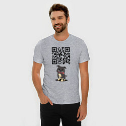 Футболка slim-fit Sex, milk, rock n roll! QR code!, цвет: меланж — фото 2