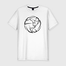 Футболка slim-fit Волейболист волейбольный мяч, цвет: белый