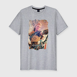Мужская slim-футболка Horizon Forbidden West Горизонт Запретный Запад