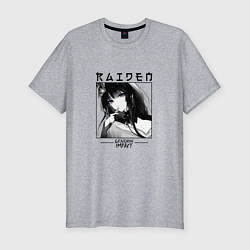 Футболка slim-fit Райдэн Shogun Raiden, Genshin Impact, цвет: меланж