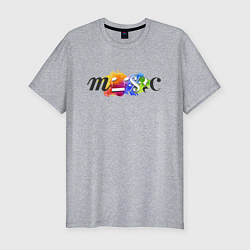 Мужская slim-футболка Music Цветная Портрет