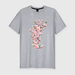 Футболка slim-fit Весна Цветущая сакура Japan, цвет: меланж