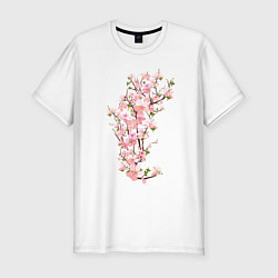 Футболка slim-fit Весна Цветущая сакура Japan, цвет: белый