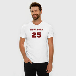 Футболка slim-fit New York 25 красный текст в стиле американских кол, цвет: белый — фото 2