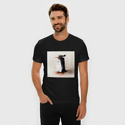 Футболка slim-fit Птица Пингвин, цвет: черный — фото 2