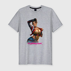 Мужская slim-футболка Sexy Panam Cyberpunk2077 18