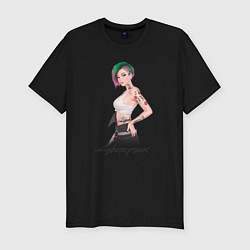 Футболка slim-fit Judy Cyberpunk Джуди арт, цвет: черный