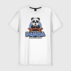 Футболка slim-fit Panda Happy driver, цвет: белый