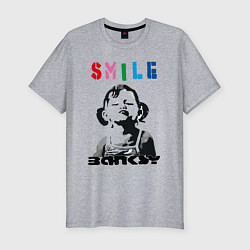 Футболка slim-fit BANKSY SMILE девочка улыбается, цвет: меланж