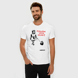 Футболка slim-fit BANKSY БЭНКСИ следуйте за своим сердцем, цвет: белый — фото 2