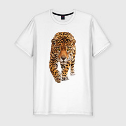 Футболка slim-fit Бесстрашный ягуар, цвет: белый
