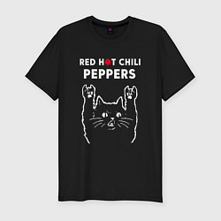 Футболка slim-fit Red Hot Chili Peppers Рок кот, цвет: черный