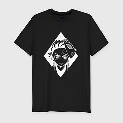 Футболка slim-fit Лицо Танджиро Клинок рассекающий демонов, цвет: черный