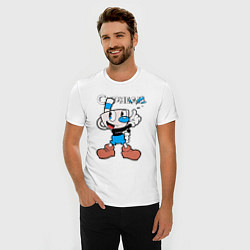 Футболка slim-fit Синяя чашка Cuphead, цвет: белый — фото 2