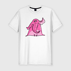 Футболка slim-fit Розовый слон, цвет: белый