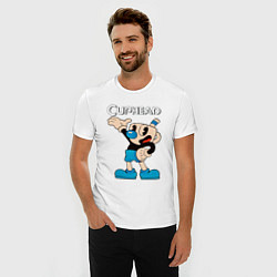 Футболка slim-fit Cuphead синяя чашечка, цвет: белый — фото 2