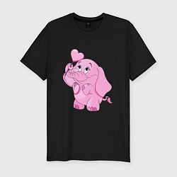 Футболка slim-fit Розовый слонёнок, цвет: черный