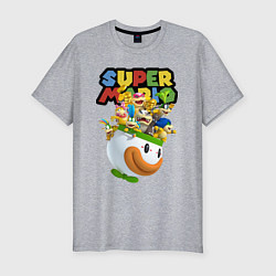 Футболка slim-fit Компашка персонажей Super Mario, цвет: меланж