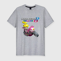 Футболка slim-fit Принцесса Персик на мотоцикле Mario Kart 8 Deluxe, цвет: меланж