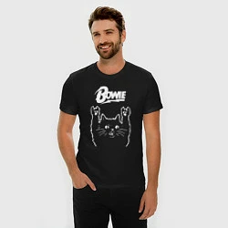 Футболка slim-fit Bowie Рок кот, цвет: черный — фото 2