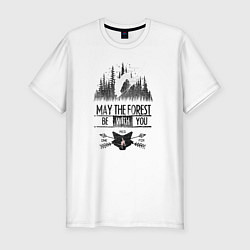 Футболка slim-fit Лыжи и Лес, цвет: белый