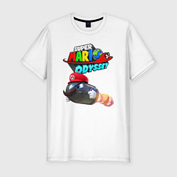 Футболка slim-fit Super Mario Odyssey Bullet Bill Nintendo, цвет: белый