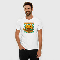 Футболка slim-fit Кот - бургер, цвет: белый — фото 2