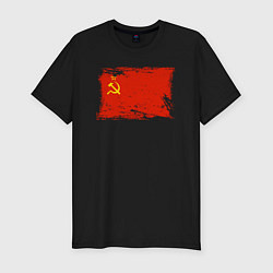 Футболка slim-fit Рваный флаг СССР, цвет: черный