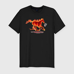 Футболка slim-fit Fire horse огненная лошадь, цвет: черный