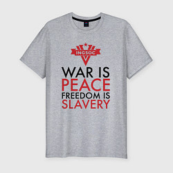 Футболка slim-fit War is peace freedom is slavery, цвет: меланж