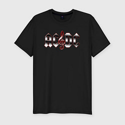 Мужская slim-футболка AC DC metallic fire