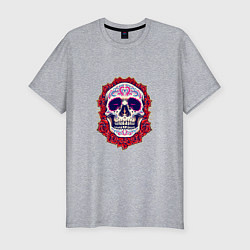 Футболка slim-fit Skull - Roses, цвет: меланж