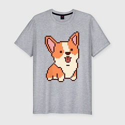 Мужская slim-футболка Корги из пикселей