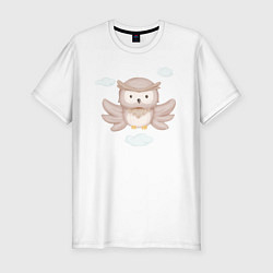 Футболка slim-fit Милый Совёнок Летает Высоко, цвет: белый