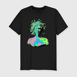 Футболка slim-fit Gorgon Medusa Vaporwave Neon, цвет: черный