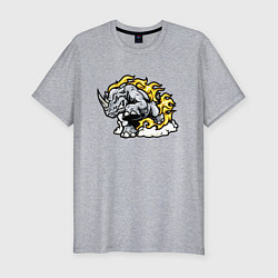 Мужская slim-футболка Разъяренный носорог Power Мощь