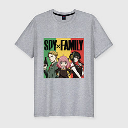 Футболка slim-fit Семья шпиона на цветном фоне Spy x Family, цвет: меланж