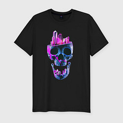 Мужская slim-футболка Череп с кристаллами в башке Неон Neon