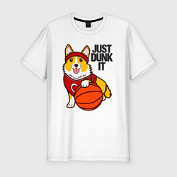 Футболка slim-fit JUST DUNK IT корги, цвет: белый