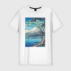 Футболка slim-fit Mount Fuji from Lake Yamanaka Гора Фудзи, цвет: белый