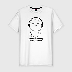 Футболка slim-fit Я Люблю Музыку I love Music, цвет: белый