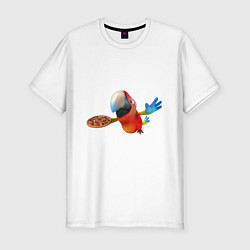 Футболка slim-fit ПОПУГАЙ С ПИЦЦЕЙ PARROT WITH PIZZA, цвет: белый