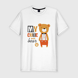 Футболка slim-fit МОЙ МИЛЫЙ МИШКА MY CUTE BEAR, цвет: белый