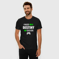 Футболка slim-fit I Paused Destiny To Be Here и зеленые стрелочки, цвет: черный — фото 2